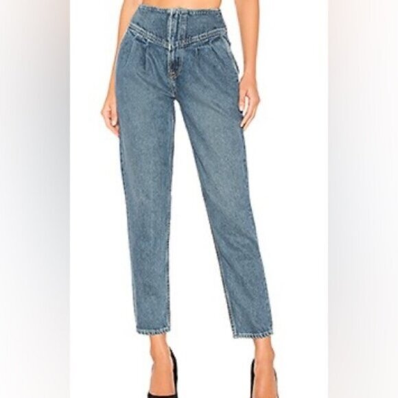 GRLFRND Amelia Pleated Bluest Goodbye Tapered Trouser jeans Size 28 - Picture 1 of 8